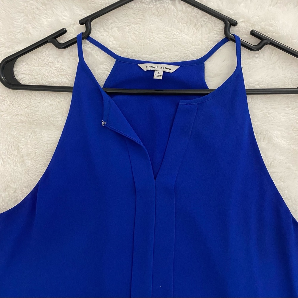 Women’s Keyhole Blouse Tank Top - Royal Blue - Halter - Naked Zebra